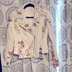 Embroidered Faux Leather Jacket
